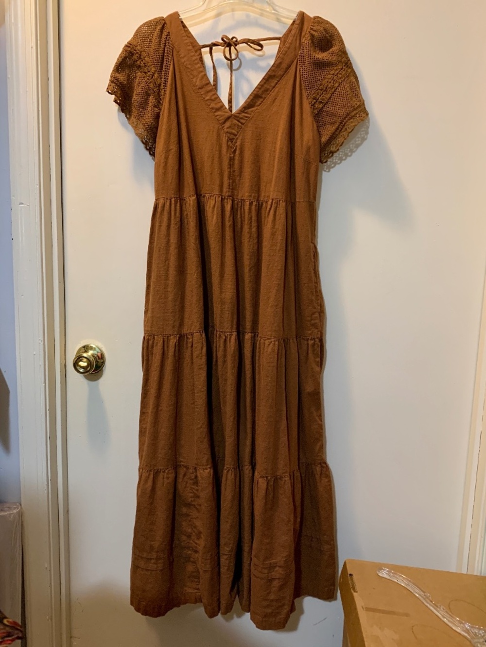 Old Navy Warm Chocolate Brown 100% Cotton Maxi Dress w Pockets - Size L